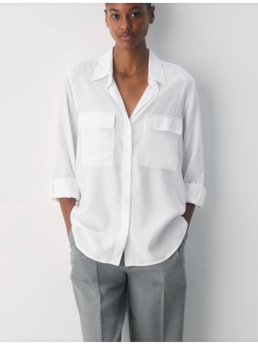 Babaton White Relaxed Button-Down Shirt